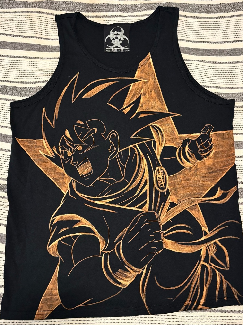 Hand Crafted Black Tank Top with Goku Dragon Ball Z